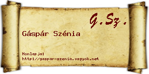 Gáspár Szénia névjegykártya
